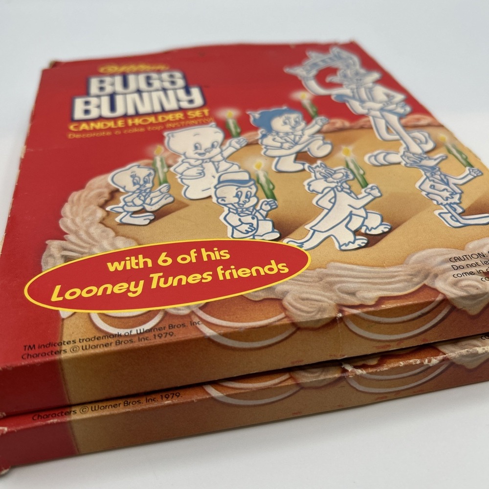 Vintage 1979 Wilton Bugs Bunny Candle Holder Set - Looney Tunes Unopened 2 Packs